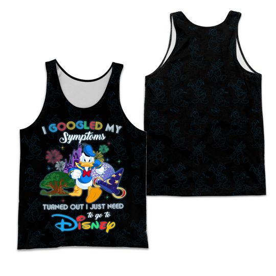 Donald Duck Google Funny Quote Black Disney Cartoon 3D Tank Top