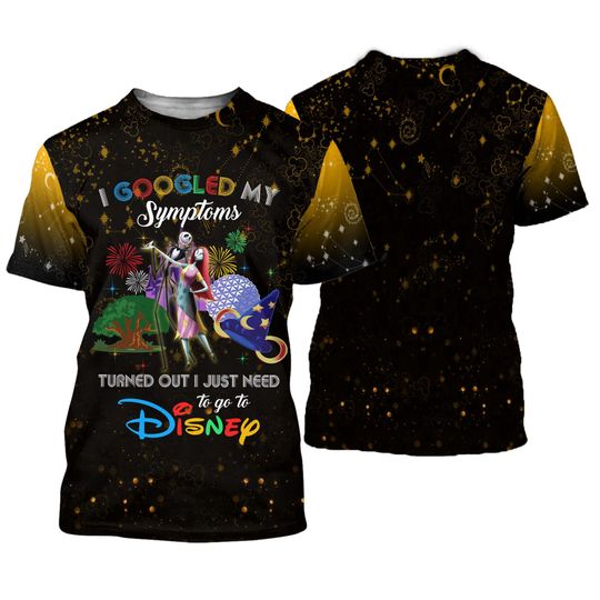 Jack And Sally Quotes Yellow Black Pattern Disney Cartoon Outfits Unisex Casual T-shirts 3D