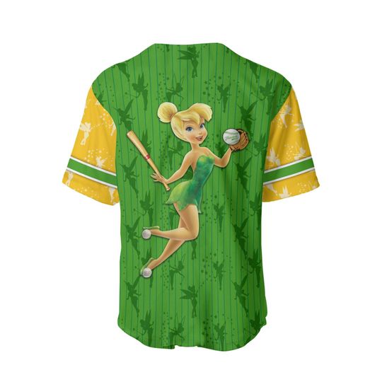 Tinker Bell Dark Green Yellow Patterns | Disney Baseball Jersey Personalized