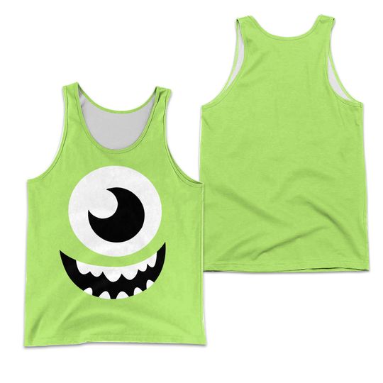 Green Monster Mike Wazowski Full Print Disney Cartoon 3D Tank Top
