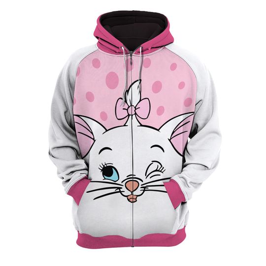 Marie Cat Raglan Pink White | Disney 3D Hoodie