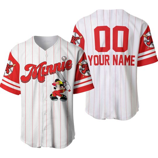 Minnie Mouse White Red | Disney Baseball Jersey Personalized