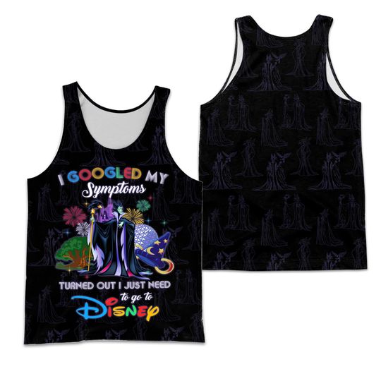 Villian Maleficent Google Funny Quote Black Disney Cartoon 3D Tank Top