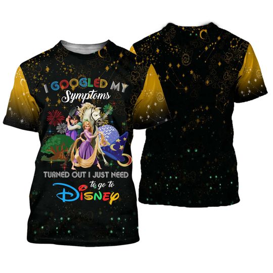 Tangled Rapunzel Quotes Yellow Black Pattern Disney Cartoon Outfits Unisex Casual T-shirts 3D
