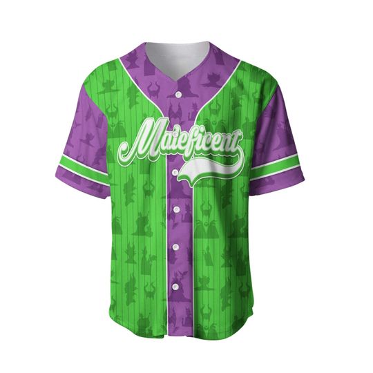 Maleficent Dark Green Purple Patterns | Disney Baseball Jersey Personalized