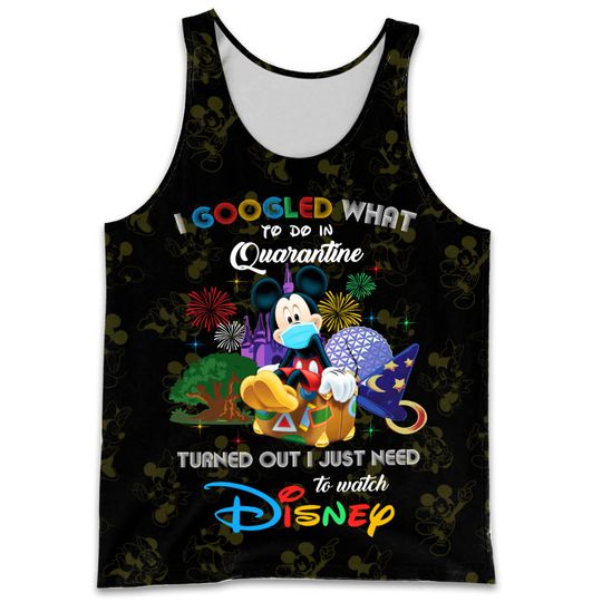Mickey Google Funny Quote Black Disney Cartoon 3D Tank Top