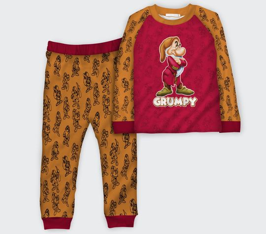 Red Orange Grumpy Dwarf Disney | Family Matching Pajamas Set