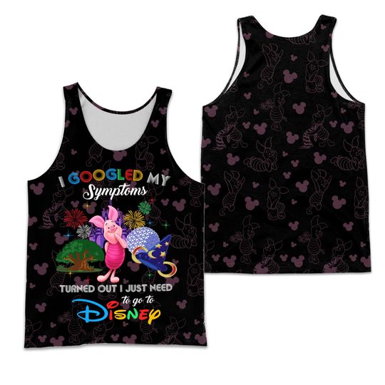 Piglet Google Funny Quote Black Disney Cartoon 3D Tank Top