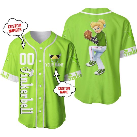 Tinker Bell Neon Green White | Custom Disney Jersey