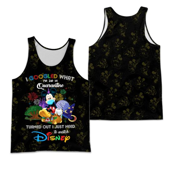 Mickey Google Funny Quote Black Disney Cartoon 3D Tank Top
