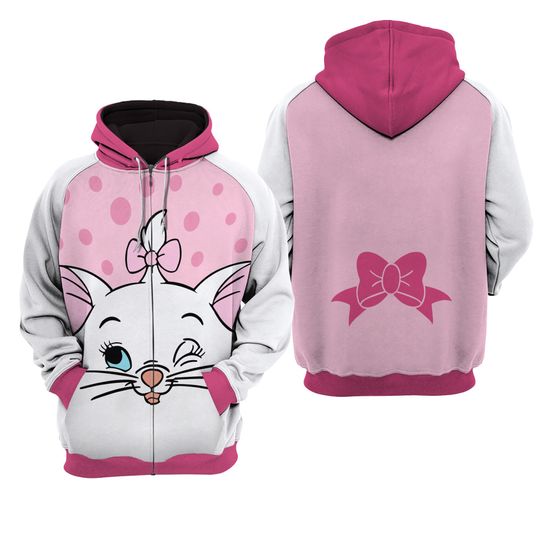 Marie Cat Raglan Pink White | Disney 3D Hoodie
