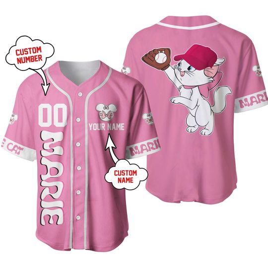 Marie Cat Light Pink White | Custom Disney Jersey