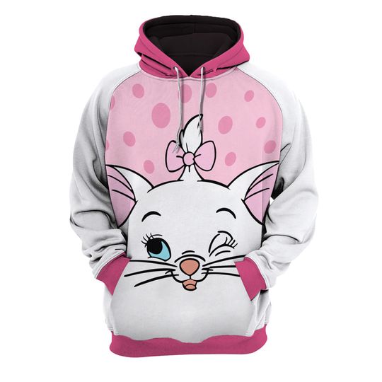 Marie Cat Raglan Pink White | Disney 3D Hoodie