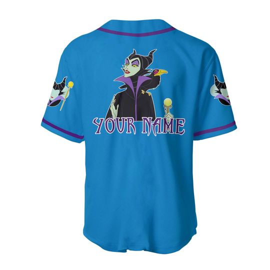Evil Queen Maleficent Black Blue Jersey | Disney Custom Baseball Jersey