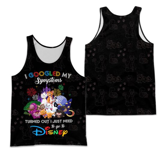 Disney Cats Google Funny Quote Black Disney Cartoon 3D Tank Top