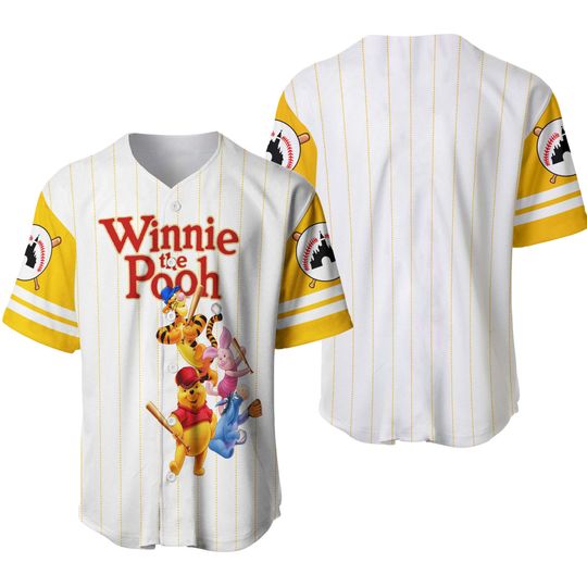 Pooh Tigger Piglet Eeyore Red Yellow | Custom Disney Baseball Jersey