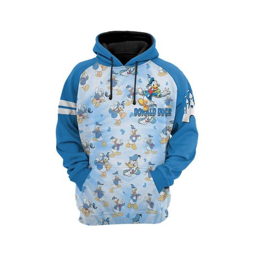Donald Duck Pattern Raglan Disney 3D Hoodie