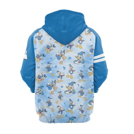 Donald Duck Pattern Raglan Disney 3D Hoodie