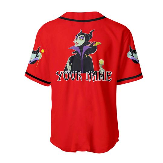 Villain Maleficent Black Red | Disney Custom Baseball Jersey