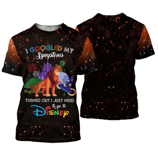 Simba Lion King Quotes Orange Black Pattern Disney Cartoon Outfits Unisex Casual T-shirts 3D