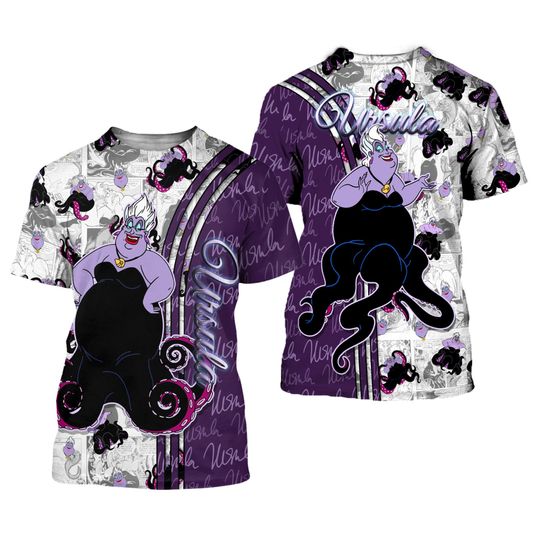 Villian Ursula Purple Cross Comic Book Patterns Disney 3D T-shirts
