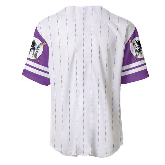 Maleficent White Purple Lavender Jersey, Disney Custom Baseball Jersey
