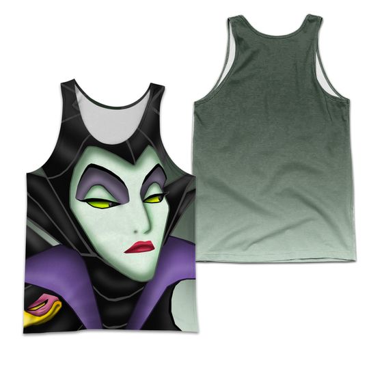 Gray Villian Maleficent Full Print Disney Cartoon Graphic 3D Tank Top
