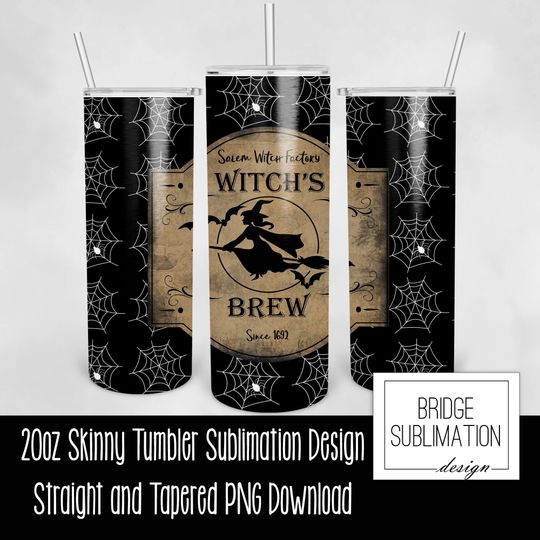 Witch's Brew Tumbler Design Bundle, 20oz Skinny Tumbler Sublimation Design Template Bundle, Halloween Tumbler  Bundle, Commercial Use