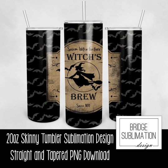 Witch's Brew Tumbler Design Bundle, 20oz Skinny Tumbler Sublimation Design Template Bundle, Halloween Tumbler  Bundle, Commercial Use
