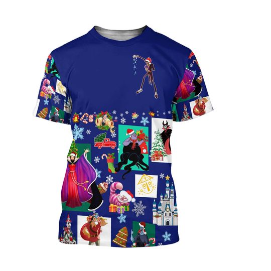 Villains Blue Disney Christmas 2022 3d Shirt