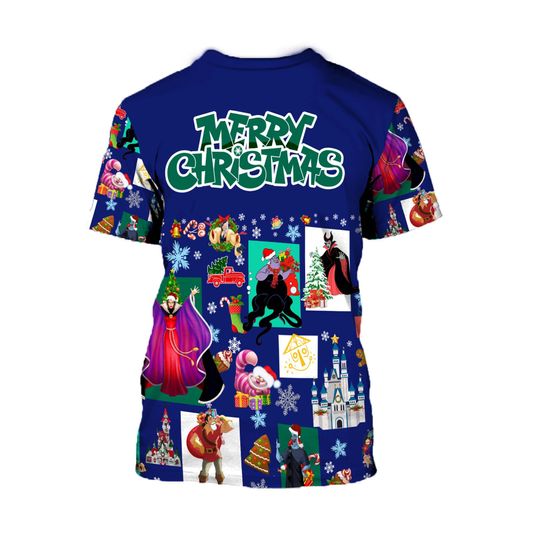 Villains Blue Disney Christmas 2022 3d Shirt