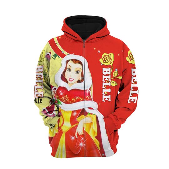 Belle Red Yellow Christmas Disney 3D Hoodie