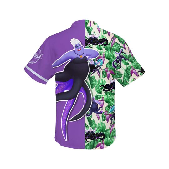 Ursula Villains Floral Hawaii Beach Pattern Disney Hawaiian Button Down Shirt