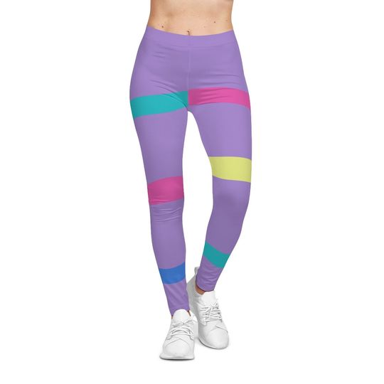 Purple Striped DJ Cat Adult Leggings, Costume Party Gear