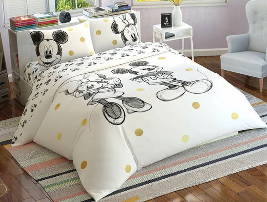 licensed Disney Minnie & Mickey Glitter Bedding Set