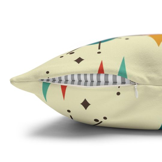 Retro Vintage 50s Franciscan Diamond Starburst Holiday Pillow Cover, Kitsch Christmas Scene Decor