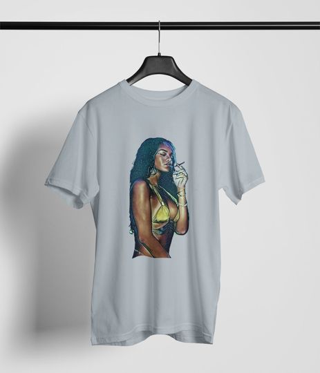 Rihanna Smoking a Blunt Graphic Tshirt