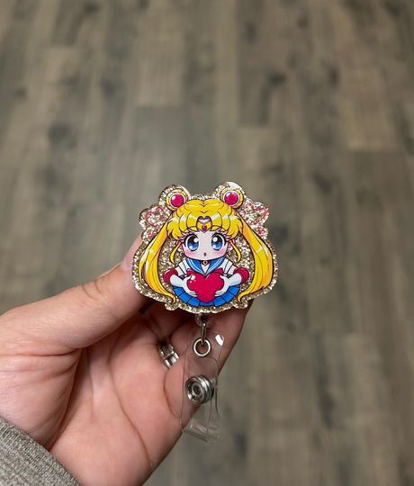 Anime Smoon Girl Badge Reel, Acrylic, Animated Character