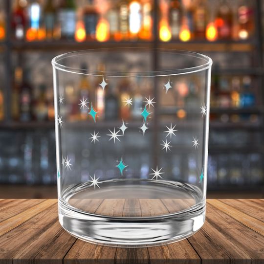 Mid Century Modern Diamond Starburst Rock Glass