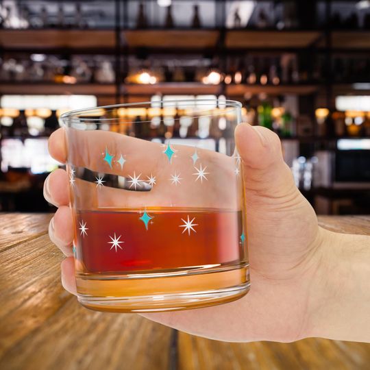 Mid Century Modern Diamond Starburst Rock Glass