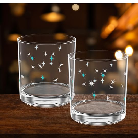 Mid Century Modern Diamond Starburst Rock Glass