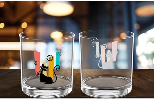 Atomic Kitschy Cat Rock Glass