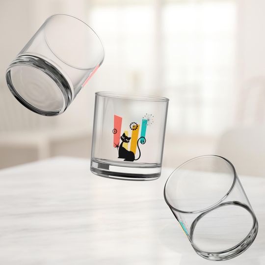 Atomic Kitschy Cat Rock Glass
