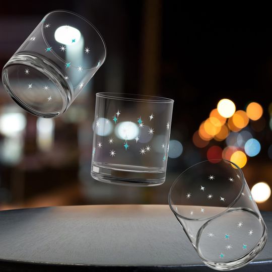 Mid Century Modern Diamond Starburst Rock Glass