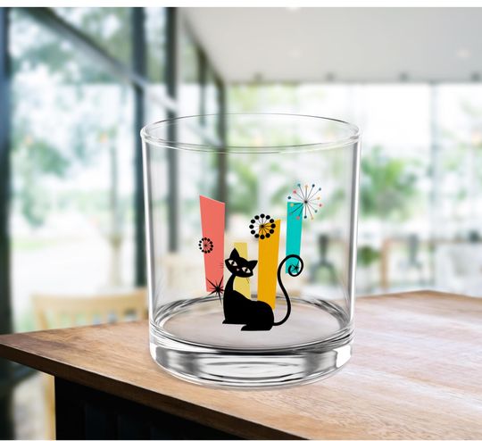 Atomic Kitschy Cat Rock Glass