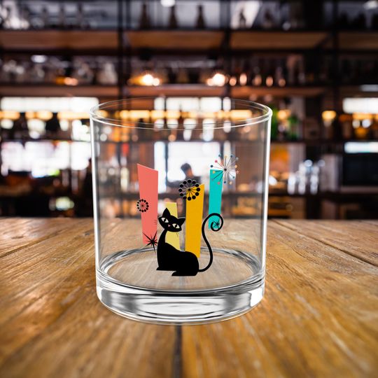 Atomic Kitschy Cat Rock Glass