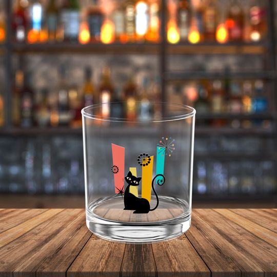 Atomic Kitschy Cat Rock Glass
