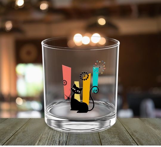 Atomic Kitschy Cat Rock Glass