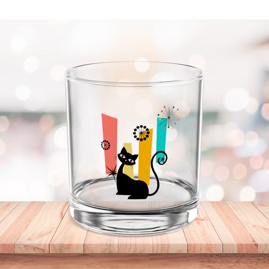 Atomic Kitschy Cat Rock Glass