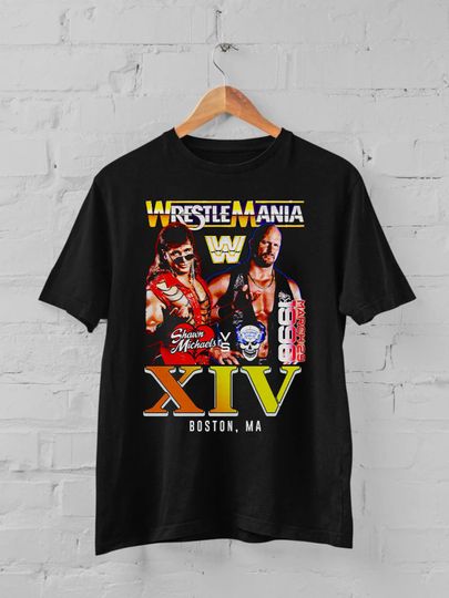 New Wrestling Entertainment WrestleMania XIV 1998 Stone Cold Shawn Michaels Vintage T-shirt